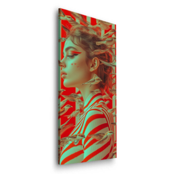 Motif geisha aux grues en papier - tableau Dibond mat