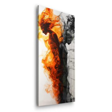 Silhouette de feu et de fumée - tableau en verre acrylique