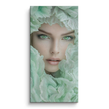 Emerald Blossom Face Canvas Art