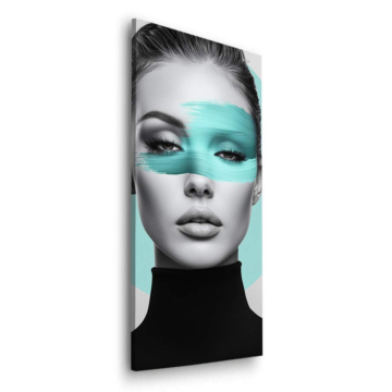 Portrait mode au masque aqua - tableau Dibond mat