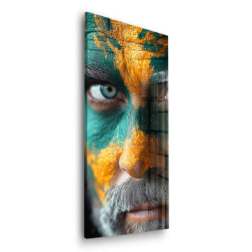 Vivid Painted Warrior Face Acrylic Glass Art