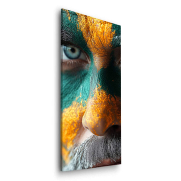 Visage vif peint guerrier - tableau Dibond mat