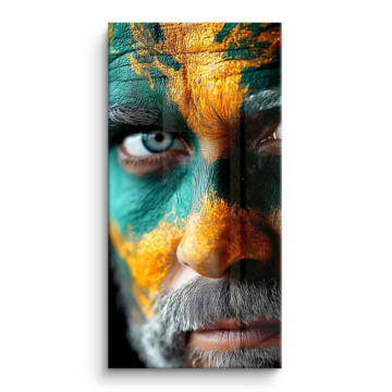 Rostro vivid pintado guerrero - cuadro PVC brillante