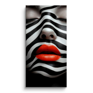 Labios con franjas de cebra - cuadro PVC mate