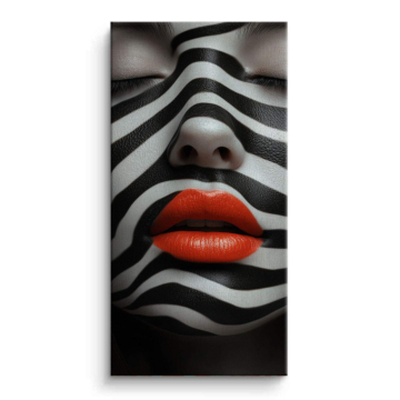 Zebra Stripe Lips Canvas Art