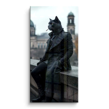 Gato caballero estilo noir - cuadro PVC brillante