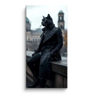 Noir-Katzen-Gentleman - PVC-Bild matt