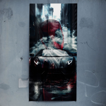 Deadpool Inspired Lamborghini Drive Poster Art