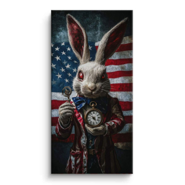 Patriotic Rabbit Timekeeper Canvas Art