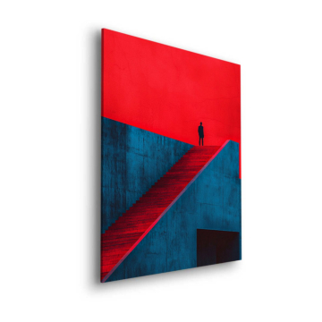 Red Blue Minimal Stairway Dibond Matt Art