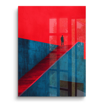 Red Blue Minimal Stairway PVC Gloss Art