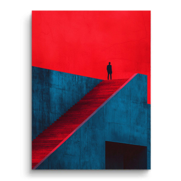 Escalera minimalista roja y azul - cuadro PVC mate