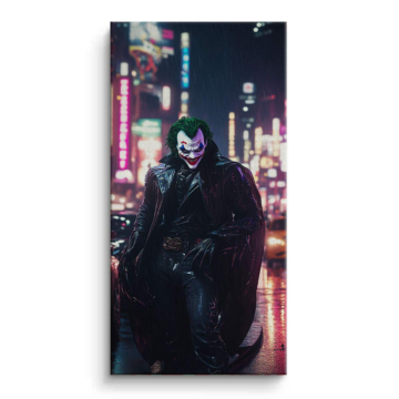 Joker Inspired Neon City Villain Canvas Art