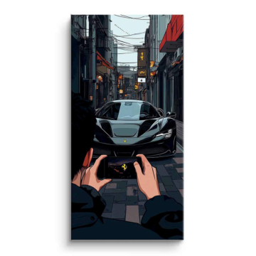 Uliczny kadr inspirowany Ferrari - obraz na matowym PVC