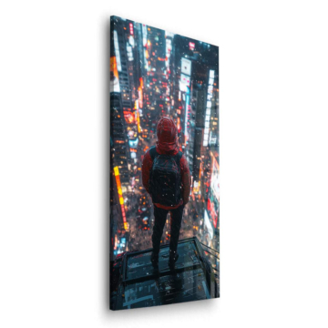 Neón ciudad Rooftop soñador - cuadro en vidrio acrílico