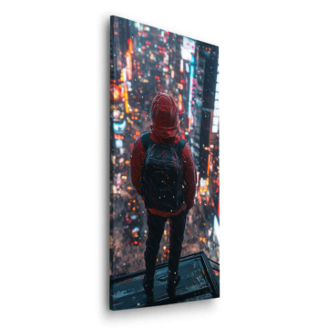 Néon ville rooftop rêveur - tableau Dibond mat