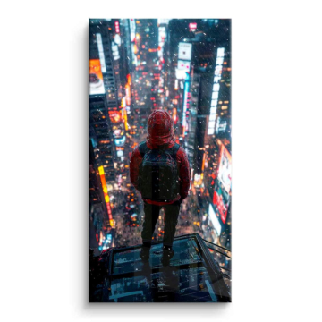 Neón ciudad Rooftop soñador - cuadro PVC brillante