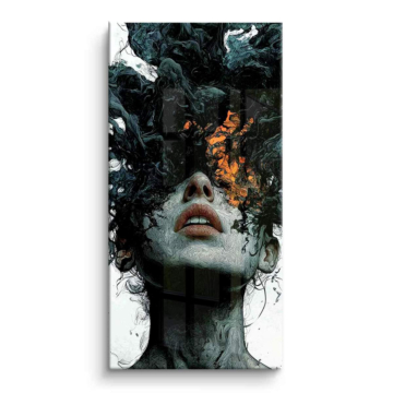 Retrato de rostro surrealista humo - cuadro PVC brillante