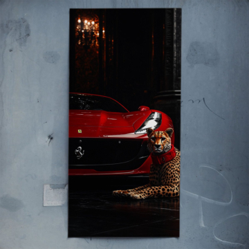 Czerwony Supercar Elegance inspirowany Ferrari - plakat