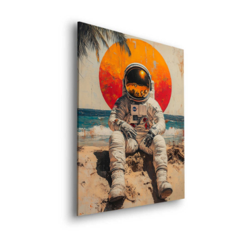 Astronaut Beach Sunset Dibond Matt Art