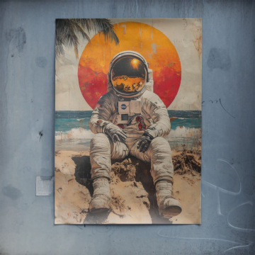 Astronaut Beach Sunset Poster Art