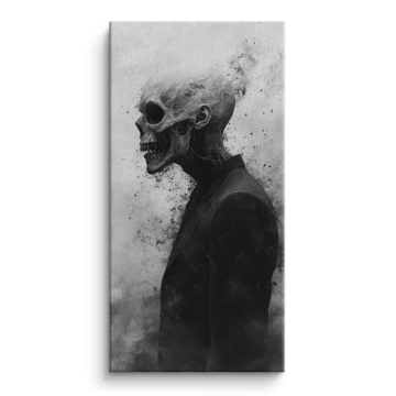 Smoking Skull Profile Canvas Art