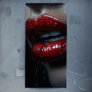Glänzend rote Lippen mit Tropfeneffekt - Poster