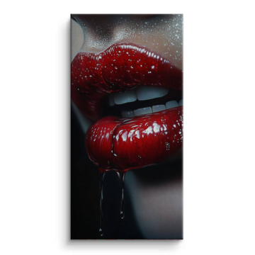 Glossy Red Lips Drip Canvas Art