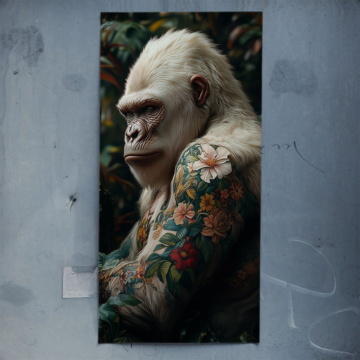 Tattooed biały goryl - plakat