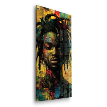 Retrato de arte urbano con dreadlocks - cuadro en vidrio acrílico