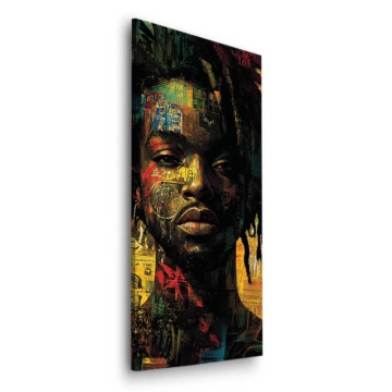 Portrait street art aux dreadlocks - tableau Dibond mat