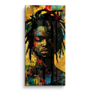 Retrato de arte urbano con dreadlocks - cuadro PVC brillante