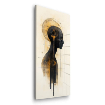 Golden Abstract Profile Acrylic Glass Art