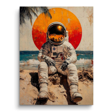 Astronaut Strand bei Sonnenuntergang - Leinwandbild