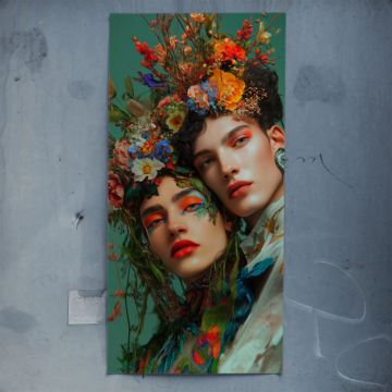 Portraits de femmes floraux - poster