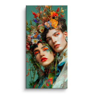Florales Frauenporträt - PVC-Bild glänzend