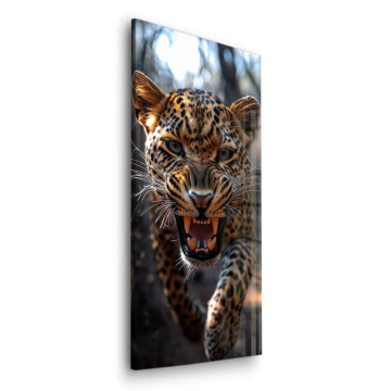 Fierce leopardo Roar - cuadro en vidrio acrílico