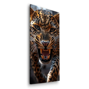Fierce leopardo Roar - cuadro Dibond mate