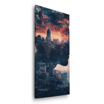Double exposition de silhouette urbaine - tableau Dibond mat