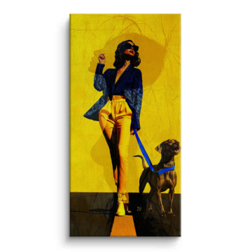 Fashion Woman Dog Walk Canvas Art