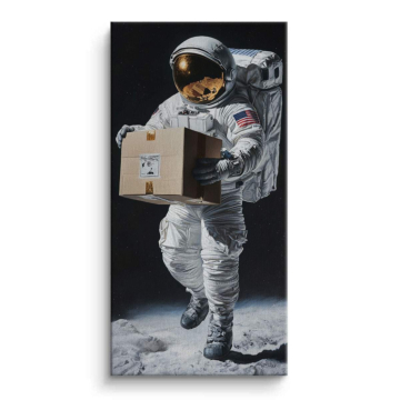 Astronauta dostarczający paczkę - obraz na płótnie