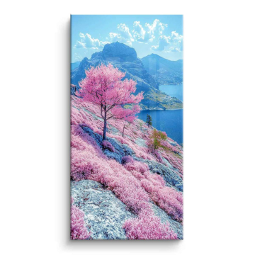 Cherry Blossom Mountain Lake PVC Gloss Art