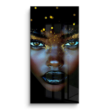 Portrait doré d’une beauté aux taches de rousseur - tableau PVC brillant