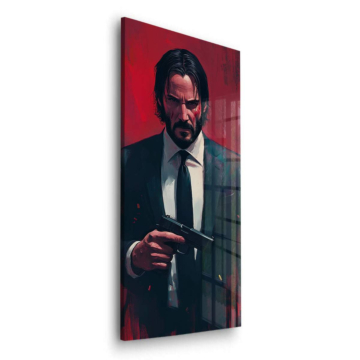 Retrato de pistolero inspirado en John Wick - cuadro en vidrio acrílico