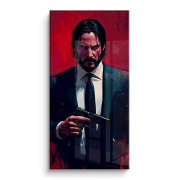 Portrait d'homme armé inspiré de John Wick - tableau PVC brillant