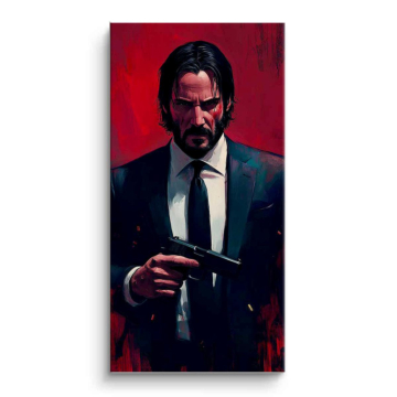 Retrato de pistolero inspirado en John Wick - cuadro PVC mate