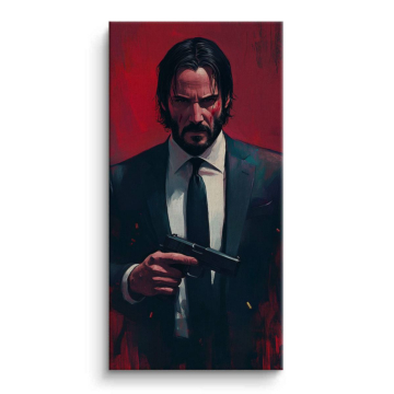 John Wick Inspired Gunman Portrait Canvas Art