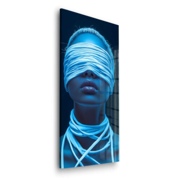 Blau verschleiert Futuristic Porträt - Acrylglasbild