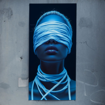 Blau verschleiert Futuristic Porträt - Poster