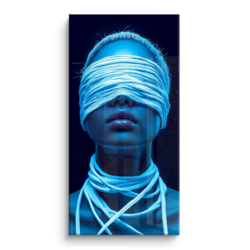 Portrait futuriste voilé de bleu - tableau PVC brillant